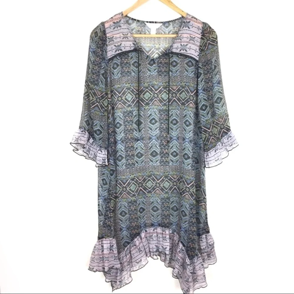 Sun & Shadow Dress Nordstrom Green Blue Women’s Size XS Southwestern Boho